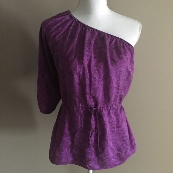 Rebecca Taylor Purple One Shoulder Blouse - Picture 1 of 4